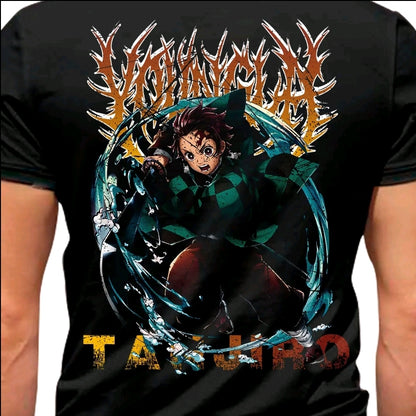 Camiseta con estampado de ANIMES TANJIRO- estilo desgastado, Diseño casual - 100% Algodón