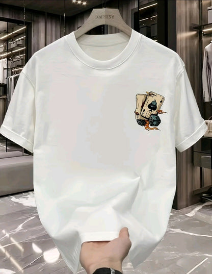 Camiseta Casual para Mujer con Estampado de cartas lalo - Mezcla de Poliéster Suave, Cuello Redondo Manga Corta, Teiido de Punto Semi-Transparente, Lavable a Máquina, Camiseta para Uso Diario I Top de Cuello Redondo | Material Semi-Transparente, Camise