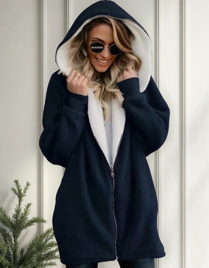 Chamarra Sudadera Lar ga Casual Afelpada Con Capucha 202308 G