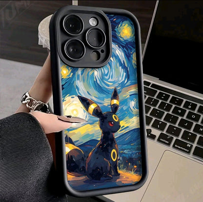 Funda de Pokémon con pintura al 6leo para iPhone, carcasa protectora de silicona suave a prueba de golpes para modelos iphone 16 14, 15 Pro Max, 13, 12,1X XS, XR, 7, 8 PIuS, SE 2020