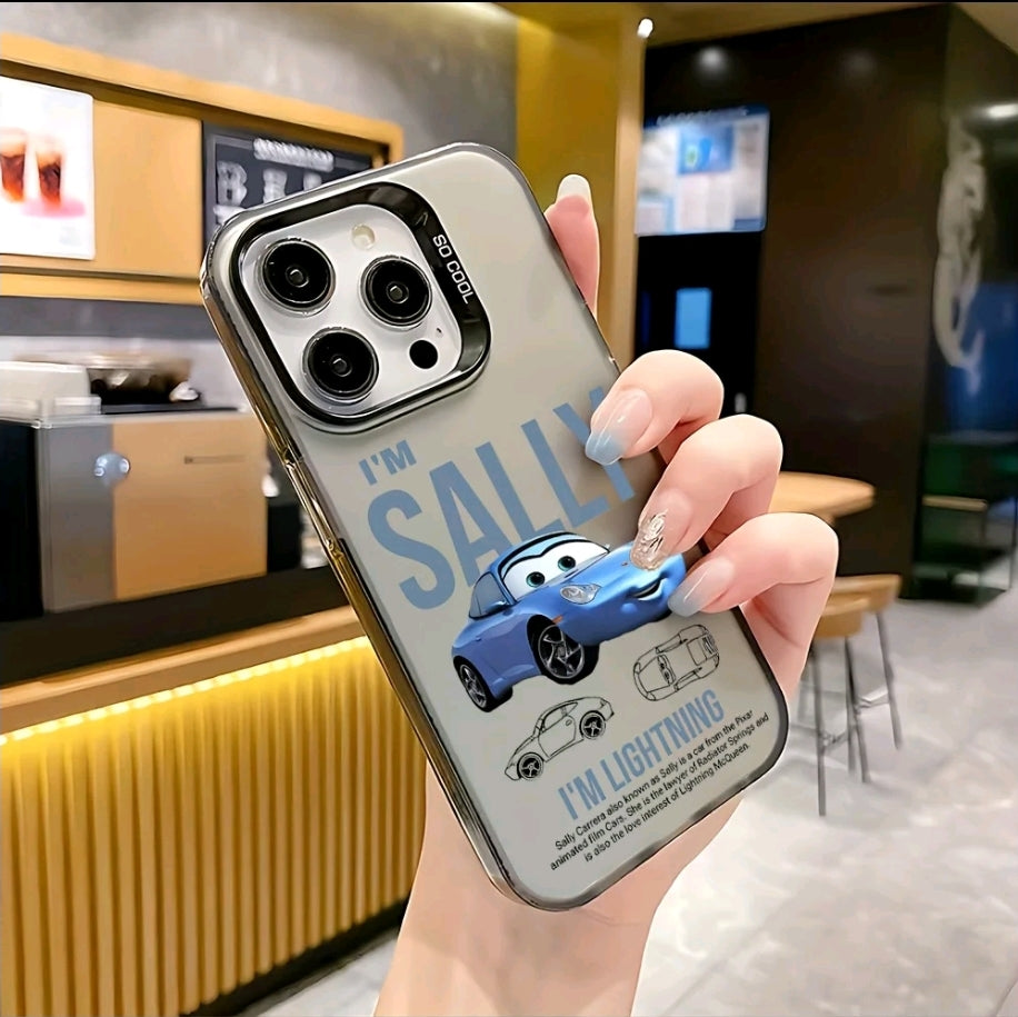 Lightning McQueen Caso De Teléfono De Coche Deportivo Elegante Y Fresco Estuche Para IPhone 16, 15, 14, 12, 1 Pro Max, + XR, XS Max Carcasa AnticaiDa Matel De Nuevo Diseño