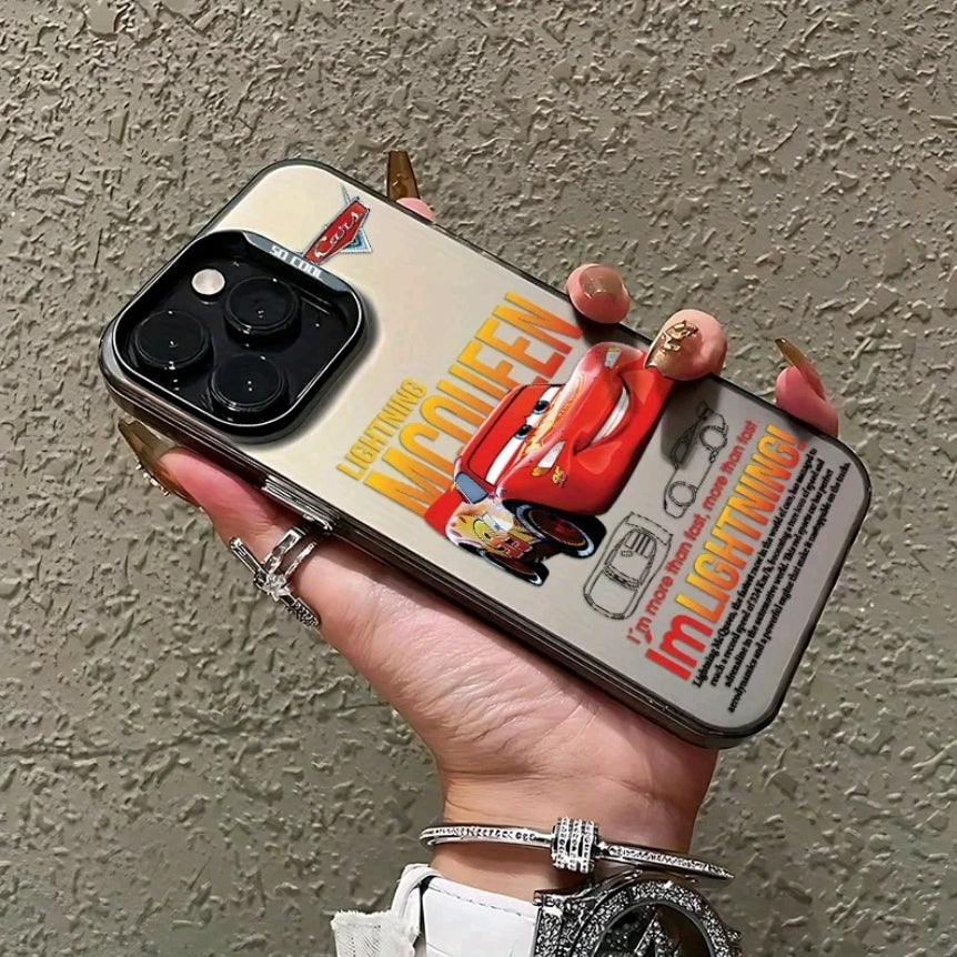 F unda de teléfono Cartoon Cars Lightning Mcqueen 95 compatible con iphone 17 16 15 14 13 12 1 Pro Max Air X XR XS MAX con funda trasera mate a prueba de golpes