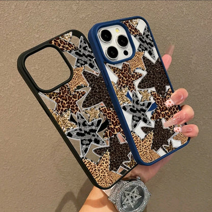 Funda Magnética Premium para iPhone1/12/13/14/15/16/promax con estampado de leopardo v estrella de cinco puntas, diseño y2k, compatible con MagSafe, anti-t -caída, Springtok > ulitra-delgado! Perfecto para uso diario, protector de pantalla, resistenc