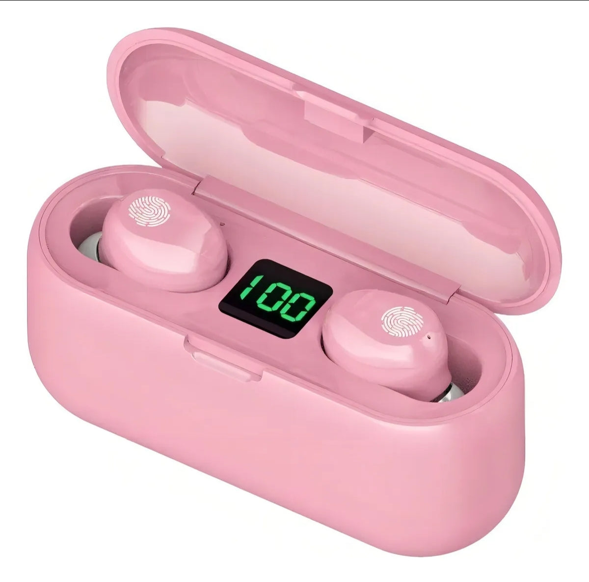 Auriculares in-ear inalámbricos F9 rosa con luz LED