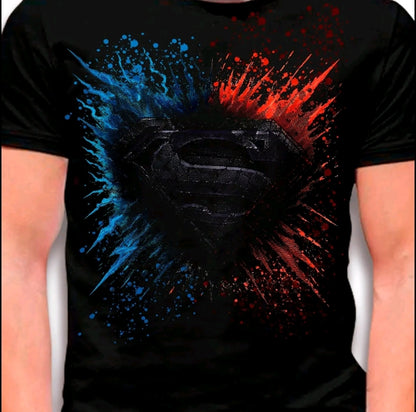 Camiseta con estampado de YOUNGLA ESCUDO SUPERHEROE COMICS , Diseño streetwear-100% Algodón