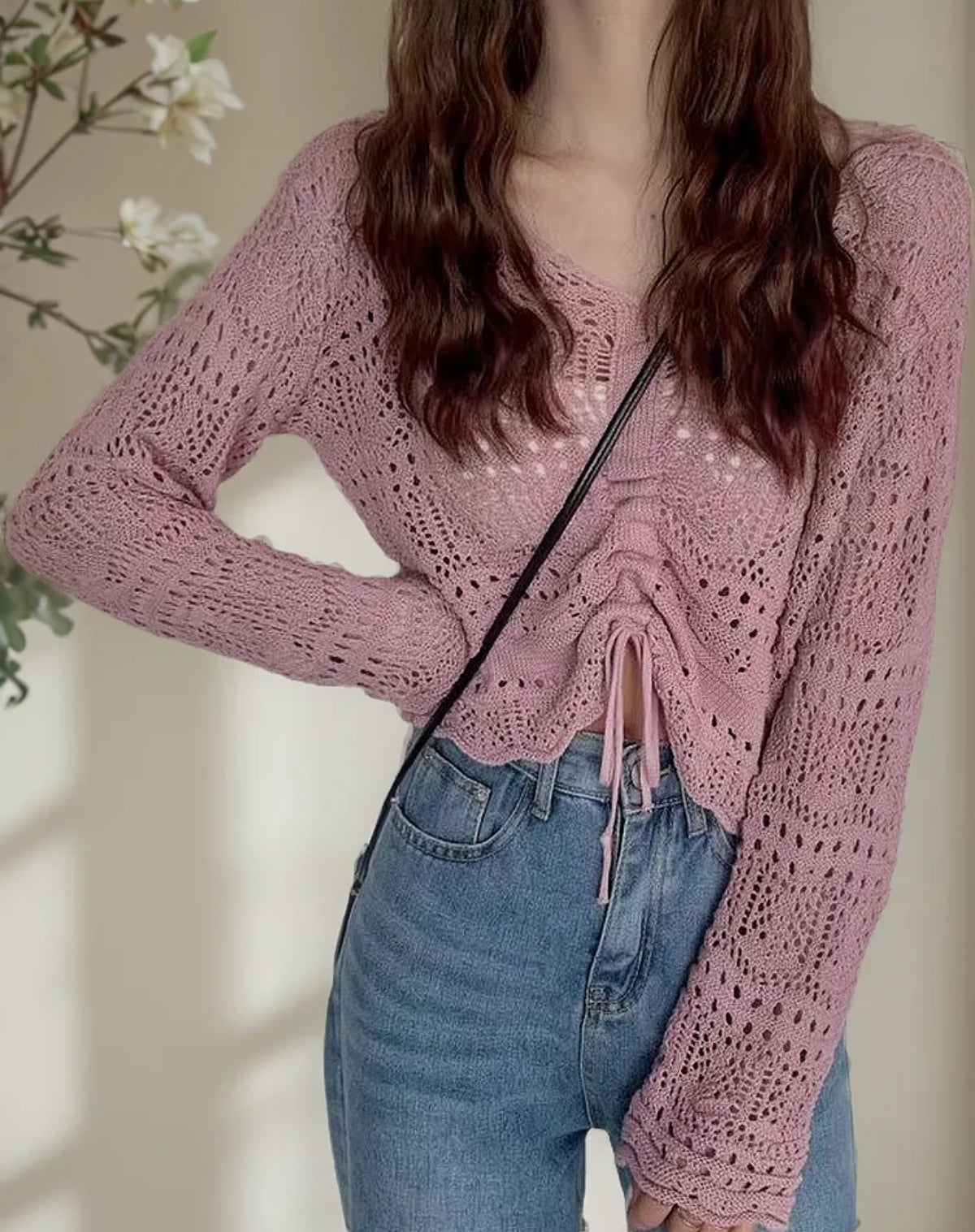 (🌍 PRODUCTO INTERNACIONAL) Suéter Tejido Crop Top Sólido Pulóver