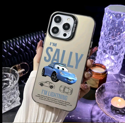 Lightning McQueen Caso De Teléfono De Coche Deportivo Elegante Y Fresco Estuche Para IPhone 16, 15, 14, 12, 1 Pro Max, + XR, XS Max Carcasa AnticaiDa Matel De Nuevo Diseño
