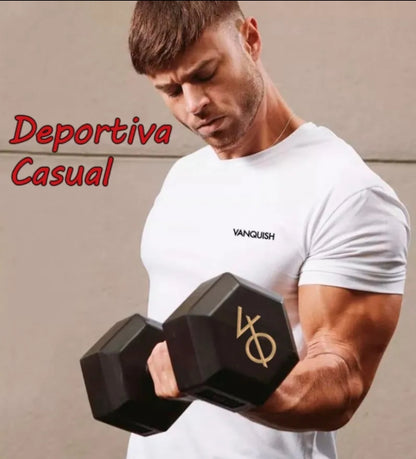 Playera Deportiva Casual Slim Ft Spandex Vanquish V Q A04 G