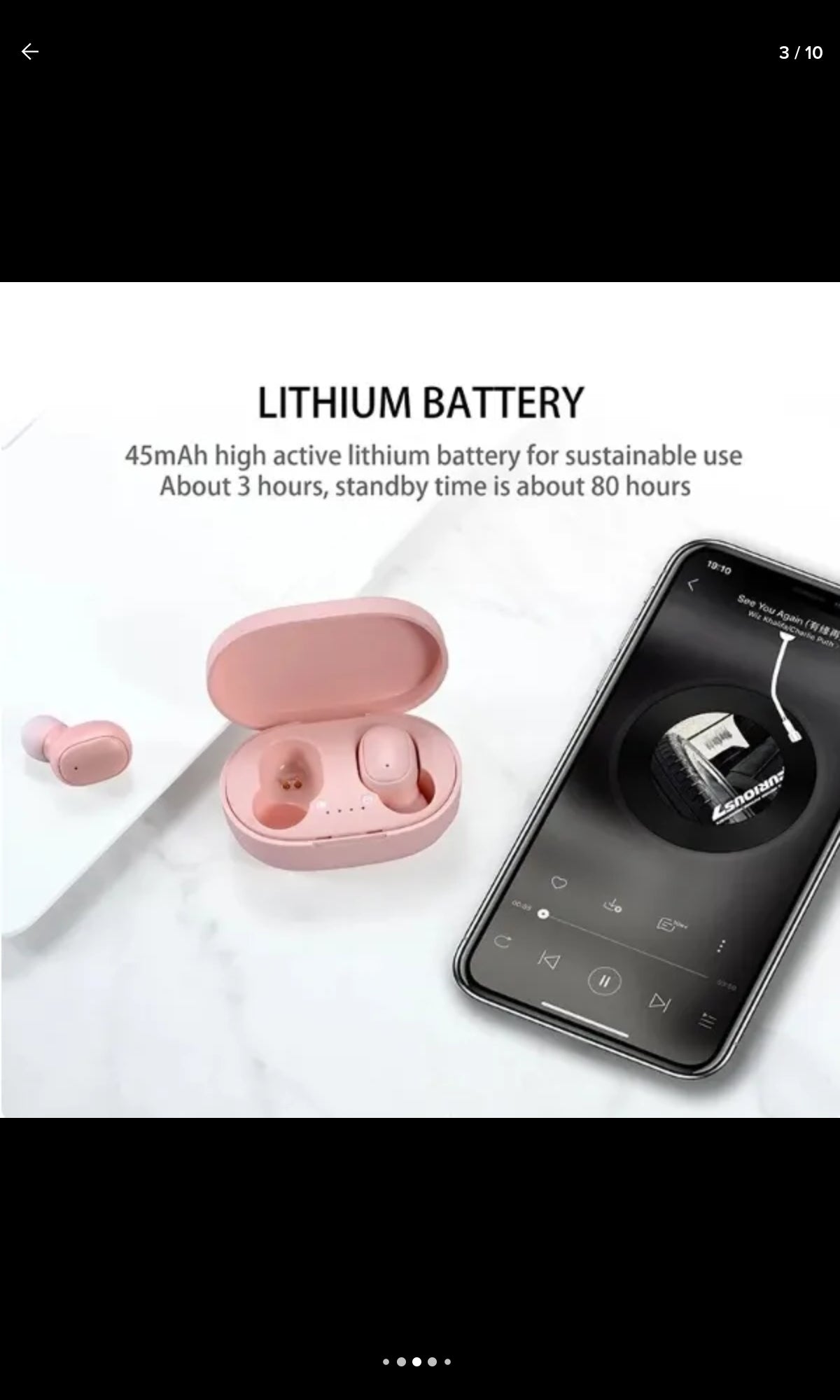 Auriculares in-ear inalámbricos A6s In-Ear A6S TGHA6S rosa con lUZ LED