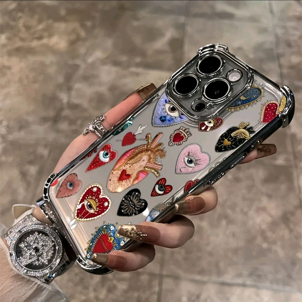 Fundas para Teléfono con Patión de Ojo Turco Completo Pantala, Adecuadas para iphone 16 E 15 14 PLUS 13 PRO MAX 12 PRO 11 Pro Max , Cubierta Trasera Suave y Transparente Antigolpes
