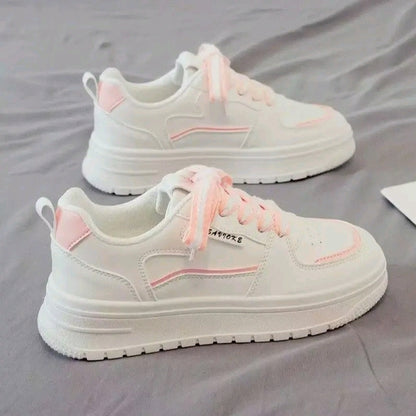 Zapatos casuales de mujer Estilo de punta redonda con comodidad de corte bajo. Letras con cordones v suela suave antideslizante. Zapato casual para exterior transpirable > ligero