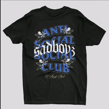 Playera Unisex Oversize Urbano Ant Social Club Sadboys - Letra Azul Angel