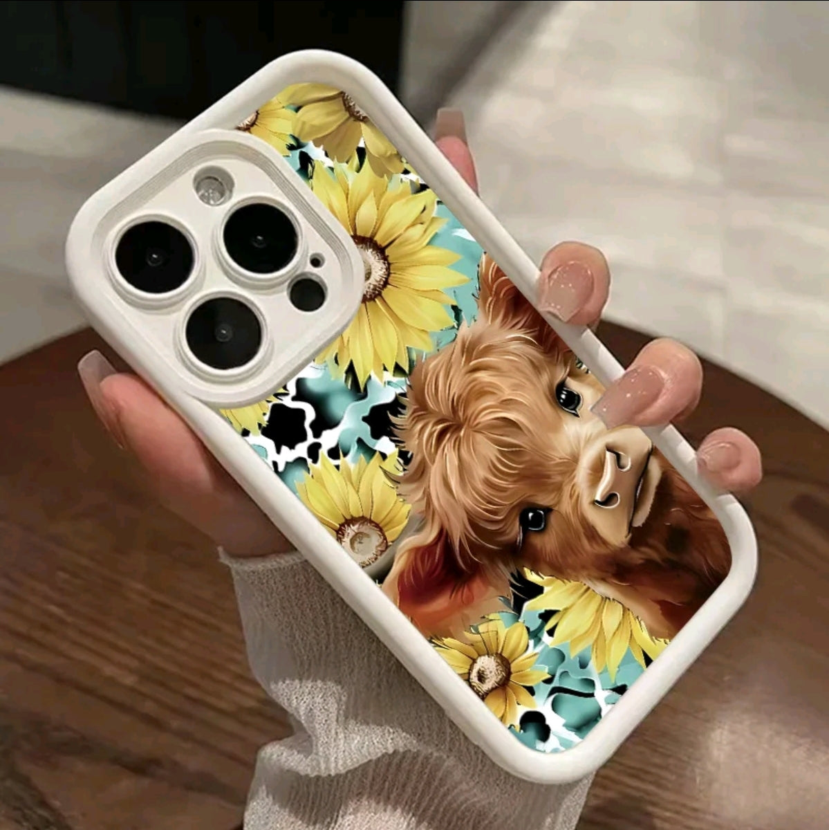 Funda de Teléfono TPU con Patrón de Vaca de las Tierras Altas para iphone 16 15 14 Pro Max 13 12 11 XR XS PluS, a Prueba de Golpes, Protección Completa de Cámara, Cubierta de silicona Delgada y Duradera Funda Protectora para Smartphone