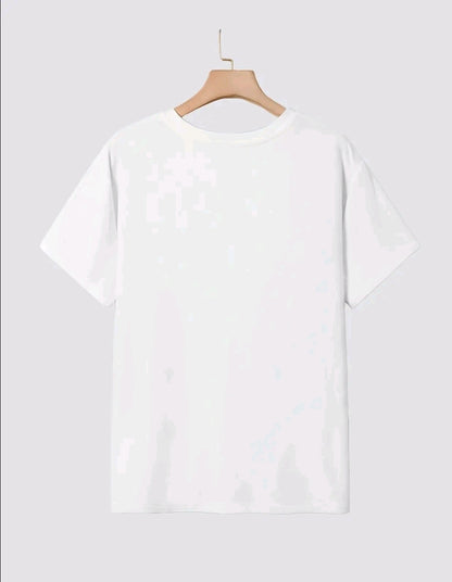Camiseta de cuello redondo con estampado de osito con lentes, top casual de manga corta con hombros caídos, ropa de mujer