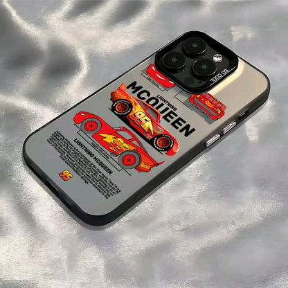 Funda de Teléfono con Logo de Cars Lightning McQueen 95 para iphone 16, 15, 14, 13, 12, 11 Pro Max, X, XR, XS Max, 8, 7 Plus - Cubierta Trasera Mate Antigolpes, Cubierta Trasera Suave Transparente Anticaídas, Funda de Lightning Mcqueen