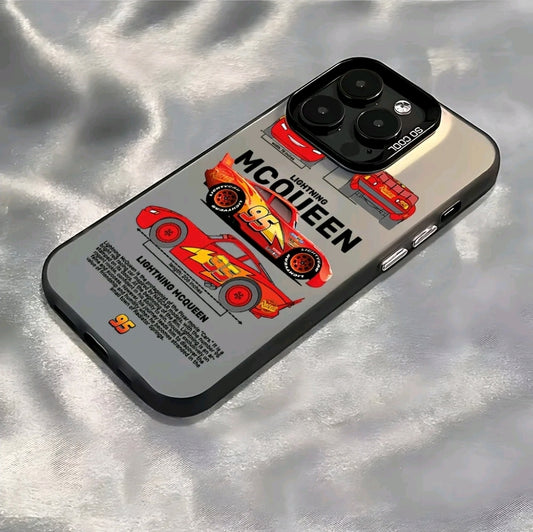Funda de Teléfono con Logo de Cars Lightning McQueen 95 para iphone 16, 15, 14, 13, 12, 11 Pro Max, X, XR, XS Max, 8, 7 Plus - Cubierta Trasera Mate Antigolpes, Cubierta Trasera Suave Transparente Anticaídas, Funda de Lightning Mcqueen