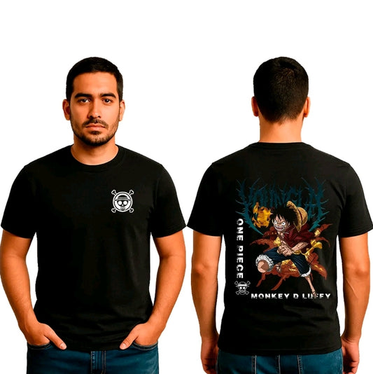 Camiseta con estampado de ANIMES LUFFY - estilo desgastado, Diseño casual -100% Agodón