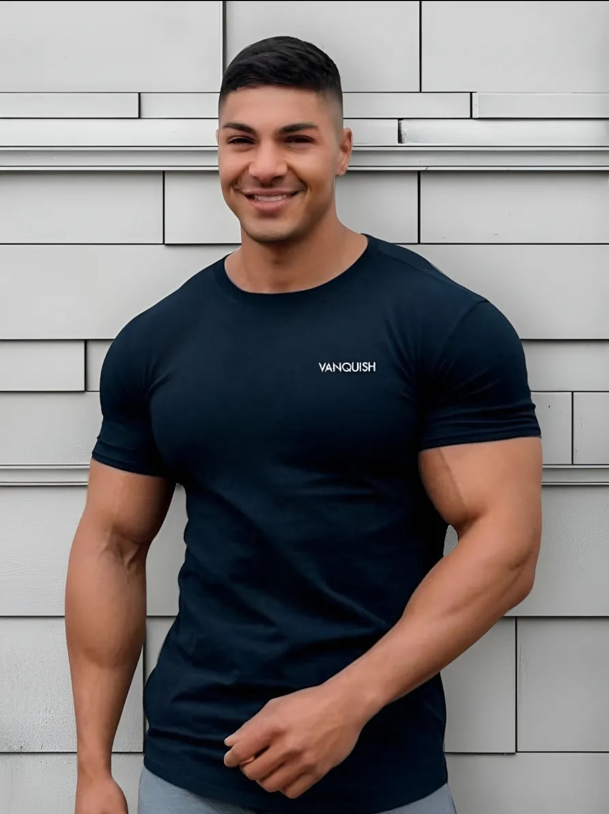 Playera Deportiva Casual Slim Ft Spandex Vanquish V Q A04 G