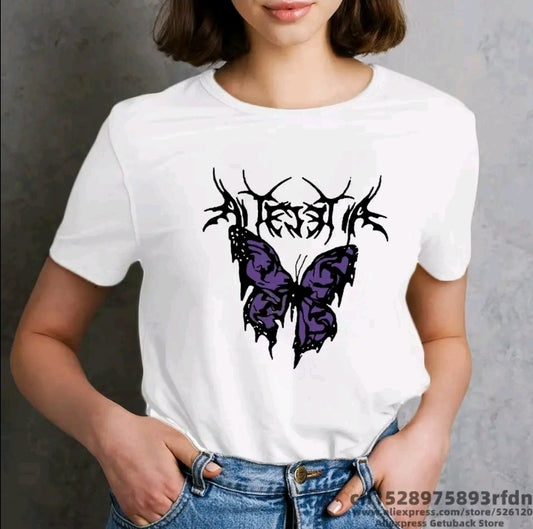 PLAYERA PARA DAMA CON DISEÑO DE MARIPOSA ASTERIC