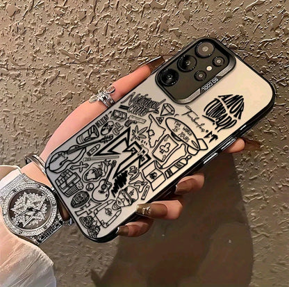 Funda para teléfono con graffiti de letra CT, compatible con Samsung Galaxy S25 S24 ULTRA S23 PLUS $21 $20 FE ,Ultra Plus cubierta trasera mate anti-caída