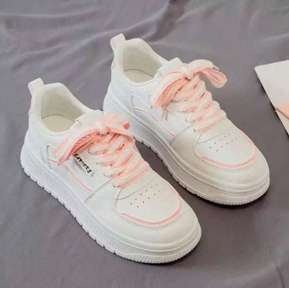 Zapatos casuales de mujer Estilo de punta redonda con comodidad de corte bajo. Letras con cordones v suela suave antideslizante. Zapato casual para exterior transpirable > ligero