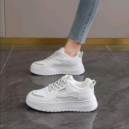 Zapatos casuales de mujer Estilo de punta redonda con comodidad de corte bajo. Letras con cordones v suela suave antideslizante. Zapato casual para exterior transpirable > ligero